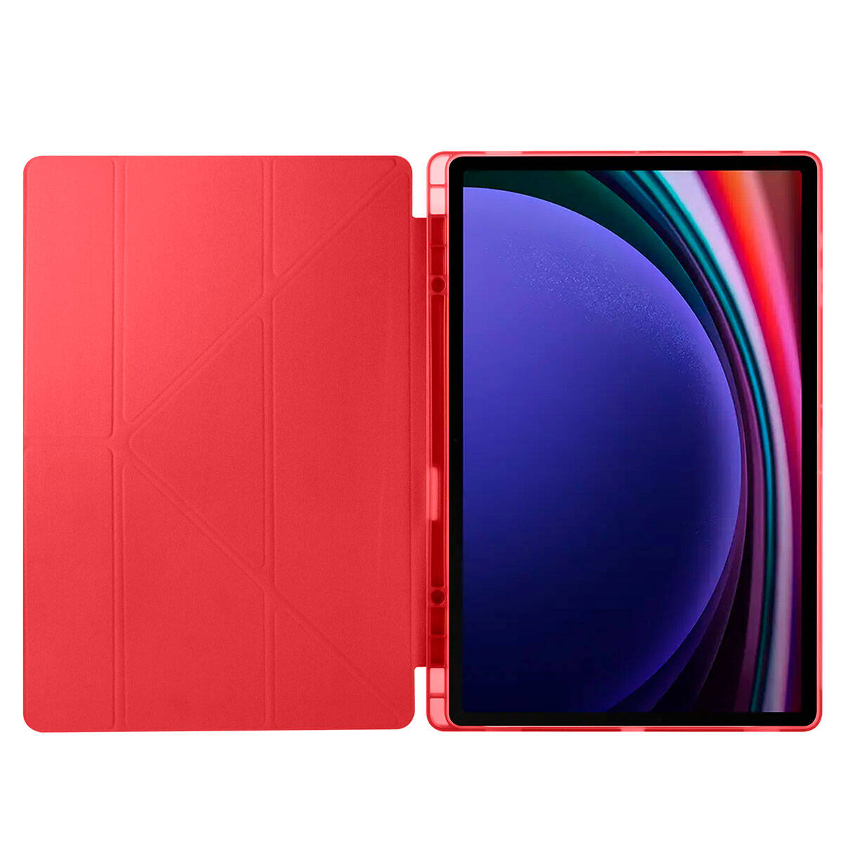 Galaxy Tab S9 Ultra Kılıf Zore Tri Folding Kalem Bölmeli Standlı Kılıf Koyu Yeşil