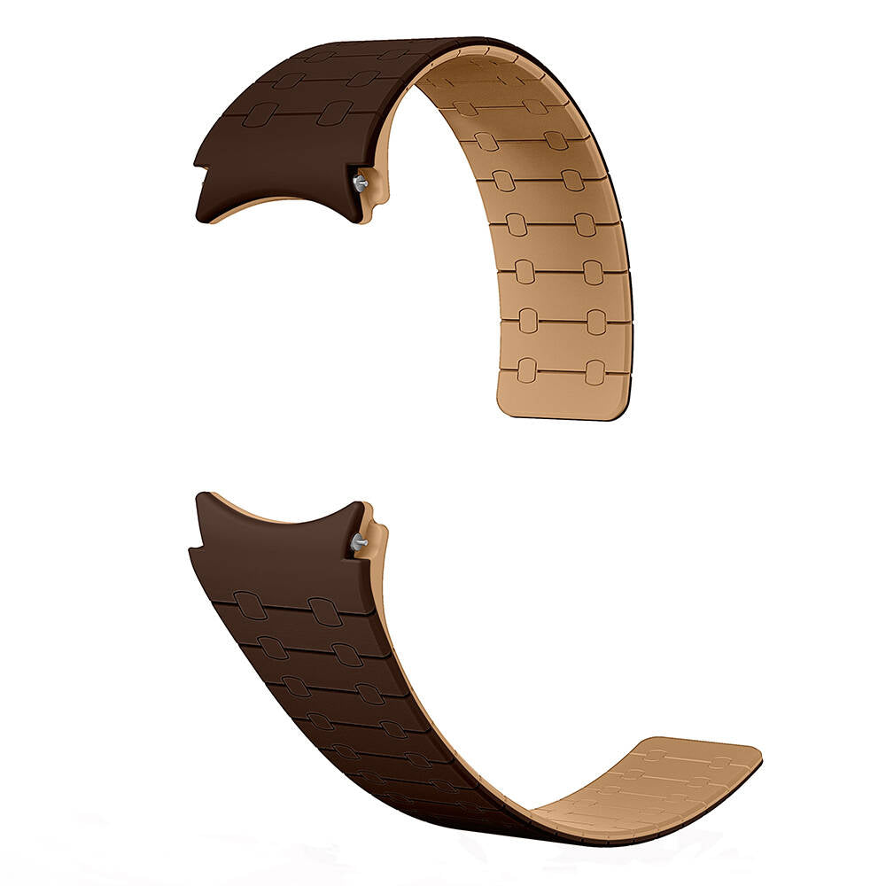 Galaxy Watch 5 40mm Zore KRD-111 20mm Çizgili Desenli Silikon Kordon Kahverengi