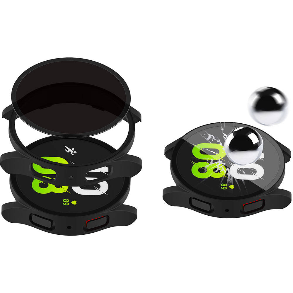 Galaxy Watch 6 40mm Sert PC Kasa ve Privacy Hayalet Ekran Koruyucu Zore Watch Gard 32 Siyah