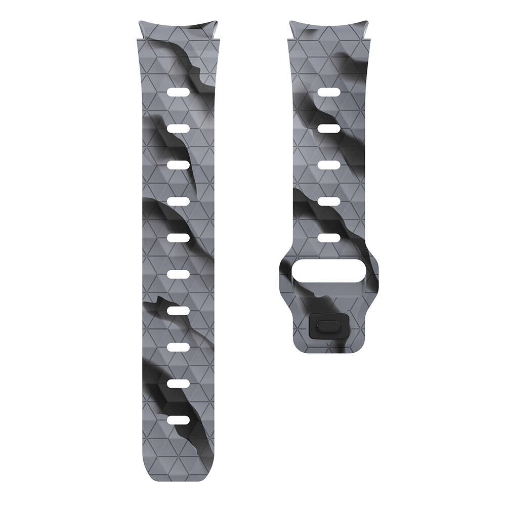 Galaxy Watch 6 40mm Zore KRD-116 20mm Futbol Desenli Spor Tasarımlı Silikon Kordon Siyah-Kırmızı