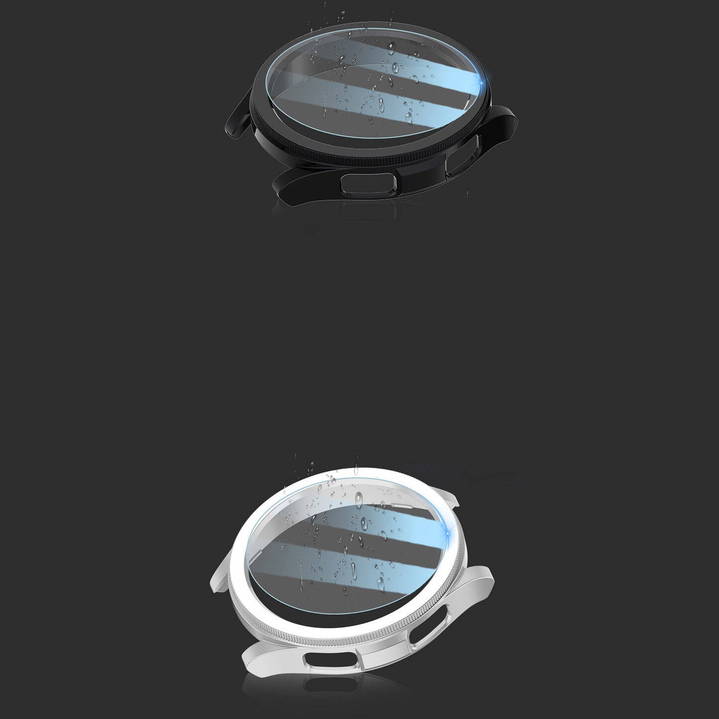 Galaxy Watch 6 Classic 43mm Sert PC Kasa ve Ekran Koruyucu Zore Watch Gard 29 Siyah