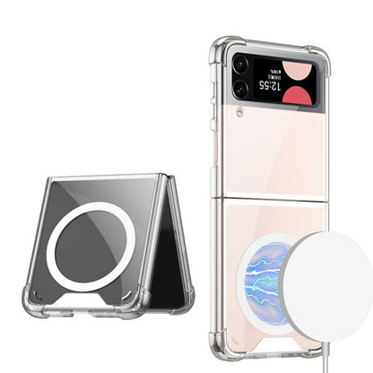 Galaxy Z Flip 4 Kılıf Wireless Şarj Özellikli Airbagli Zore Kıpta Anti Shock M-safe Kapak