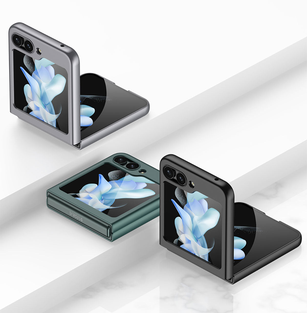 Galaxy Z Flip 5 Kılıf Zore Sert Kıpta Kapak Gri