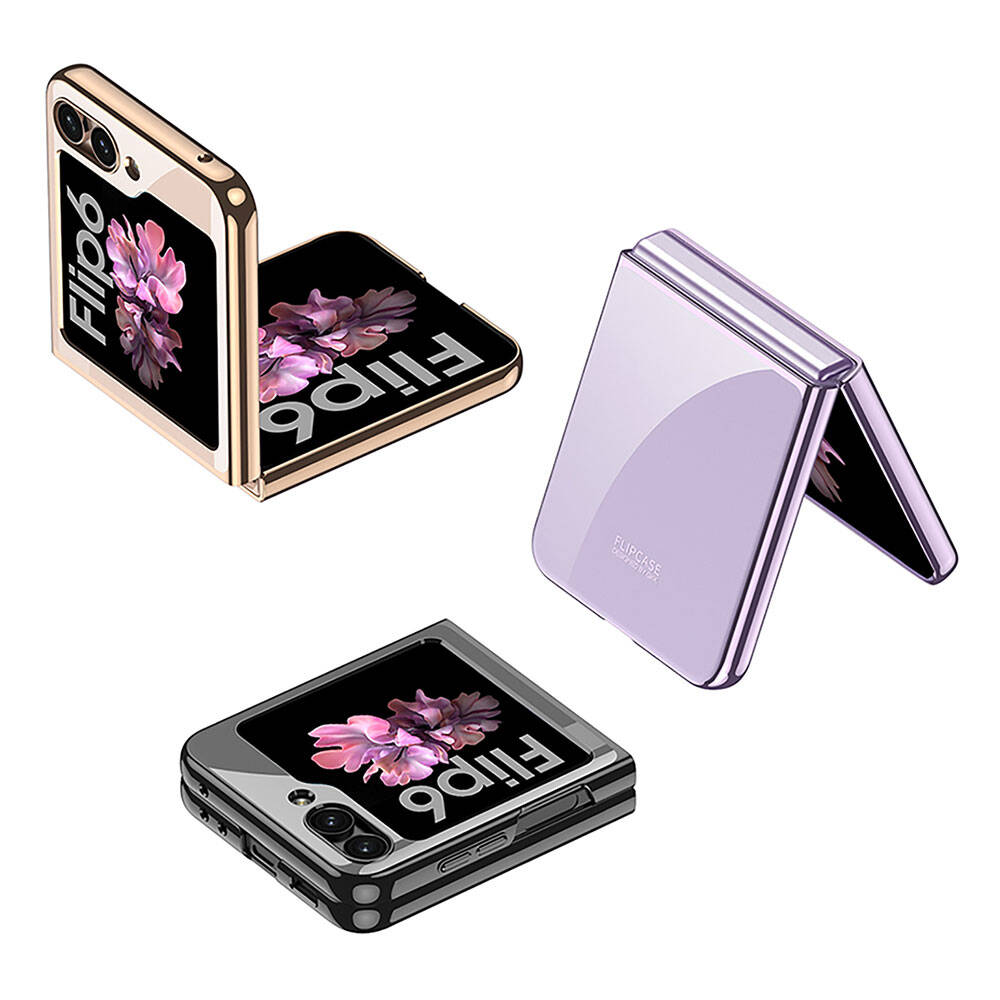 Galaxy Z Flip 6 Kılıf Zore Full Camlı Kıpta Kapak Mor