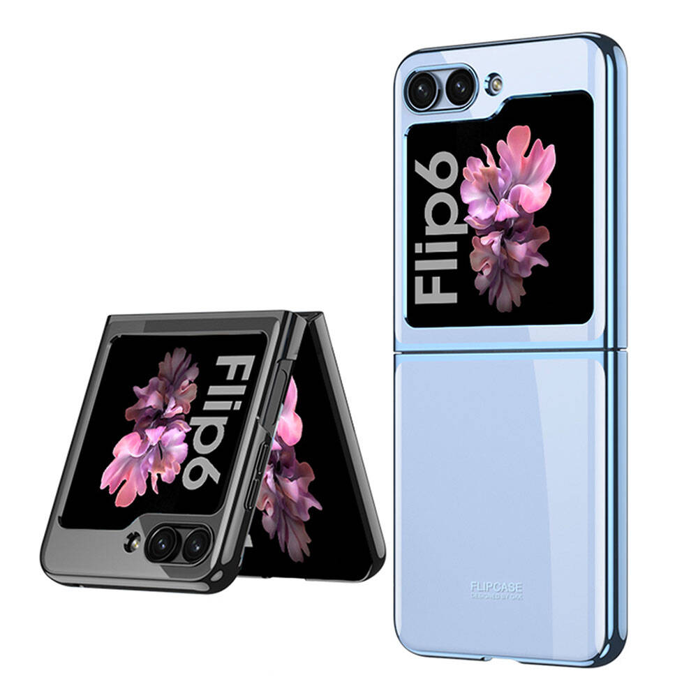 Galaxy Z Flip 6 Kılıf Zore Full Camlı Kıpta Kapak Siyah
