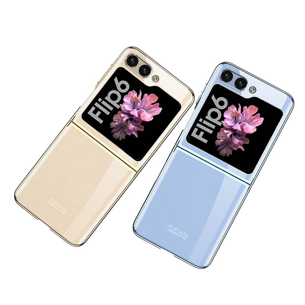 Galaxy Z Flip 6 Kılıf Zore Full Camlı Kıpta Kapak Mor