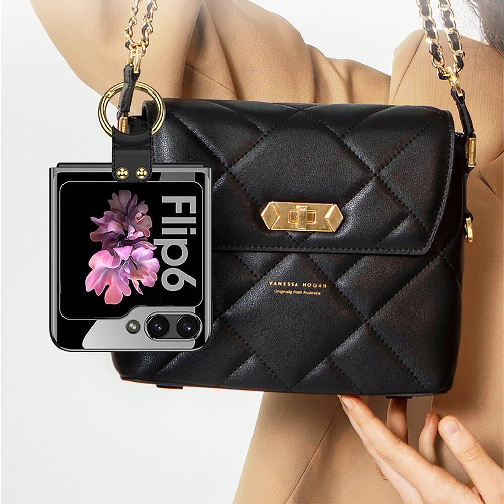 Galaxy Z Flip 6 Kılıf Zore Yüzüklü Kıpta Kapak Şeffaf