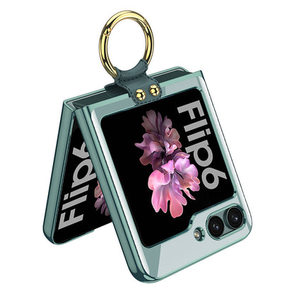 Galaxy Z Flip 6 Kılıf Zore Yüzüklü Kıpta Kapak Siyah