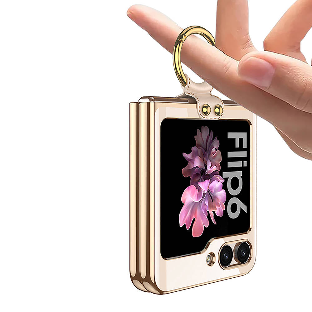 Galaxy Z Flip 6 Kılıf Zore Yüzüklü Kıpta Kapak Lila