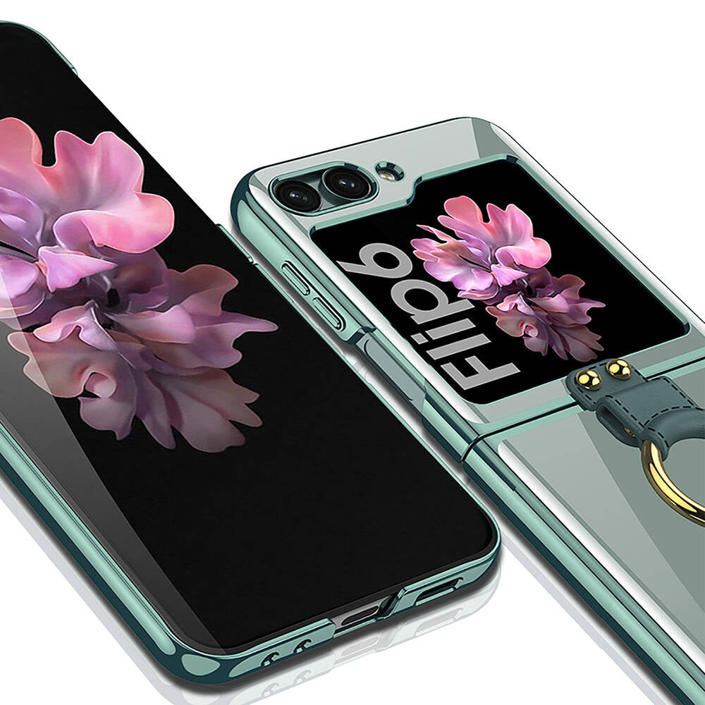 Galaxy Z Flip 6 Kılıf Zore Yüzüklü Kıpta Kapak Şeffaf