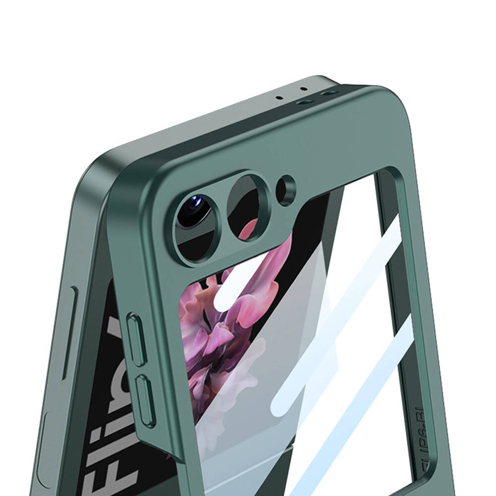 Galaxy Z Flip 6 Kılıf Zore Z Harfli Yüzüklü Kıpta Kapak Siyah