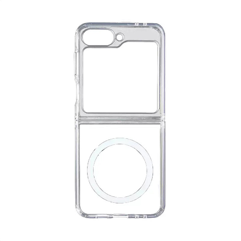 Galaxy Z Flip 7 Kılıf M-safe Şarj Özellikli Şeffaf Sert PC Zore Embos Kapak Şeffaf