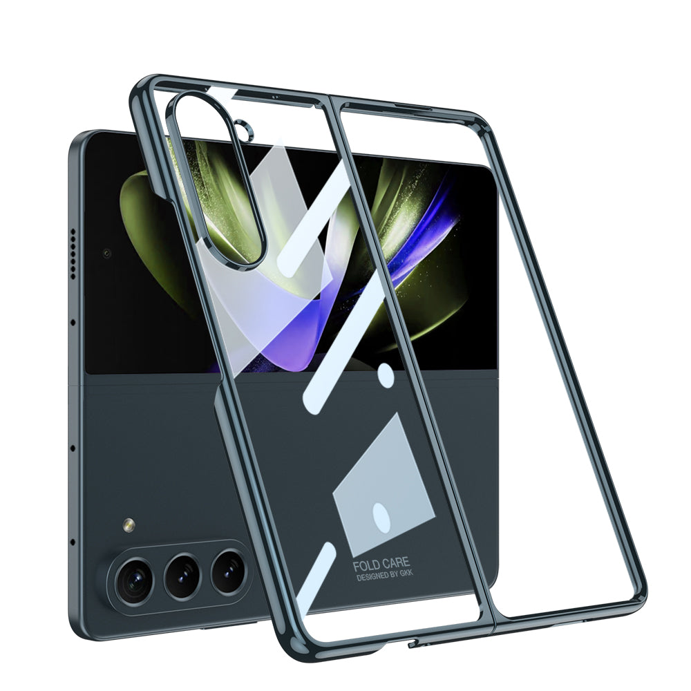 Galaxy Z Fold 5 Kılıf Zore Full Camlı Kıpta Kapak Gümüş Yeşili
