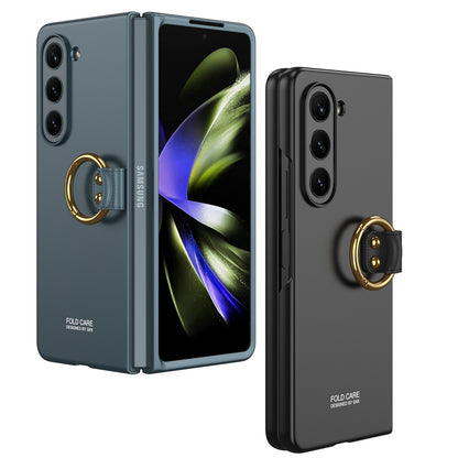 Galaxy Z Fold 5 Kılıf Zore Kıpta Yüzüklü Flip Sert Kapak Koyu Yeşil