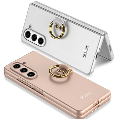 Galaxy Z Fold 5 Kılıf Zore Kıpta Yüzüklü Flip Sert Kapak Rose Gold