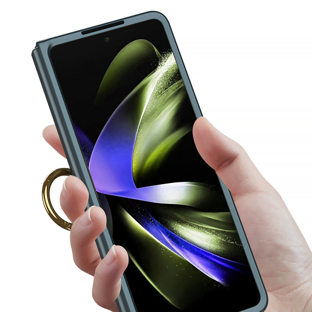 Galaxy Z Fold 5 Kılıf Zore Kıpta Yüzüklü Flip Sert Kapak Gümüş