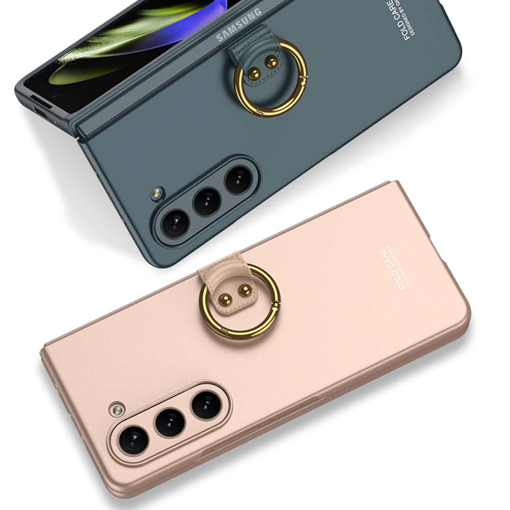 Galaxy Z Fold 5 Kılıf Zore Kıpta Yüzüklü Flip Sert Kapak Siyah