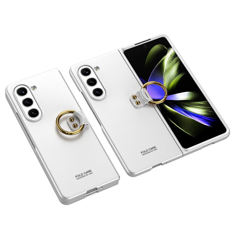 Galaxy Z Fold 5 Kılıf Zore Kıpta Yüzüklü Flip Sert Kapak Gümüş