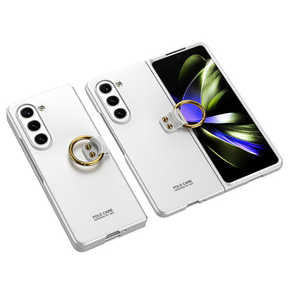 Galaxy Z Fold 5 Kılıf Zore Kıpta Yüzüklü Flip Sert Kapak Gümüş