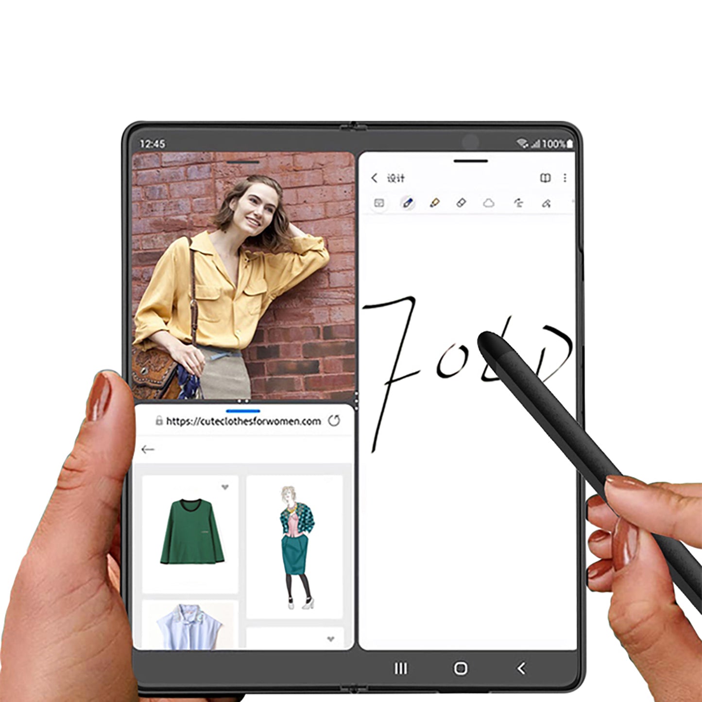 Galaxy Z Fold 5 Zore C-Pen Dokunmatik Kalem Siyah