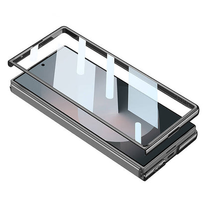 Galaxy Z Fold 6 Kılıf Ultra İnce Kamera Korumalı PC + Deri Arka Yüzey Zore X-Pro Kapak Titanyum-Gri