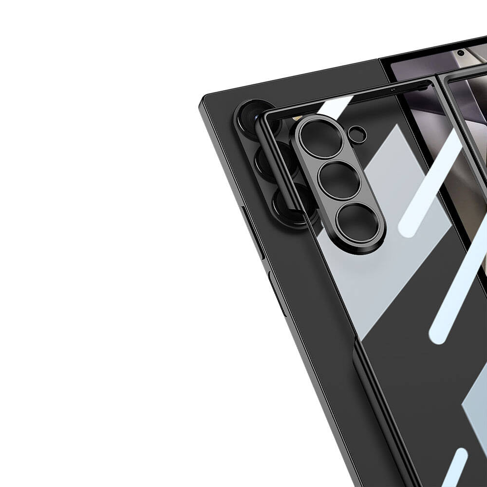 Galaxy Z Fold 6 Kılıf Zore Full Camlı Kıpta Kapak Siyah