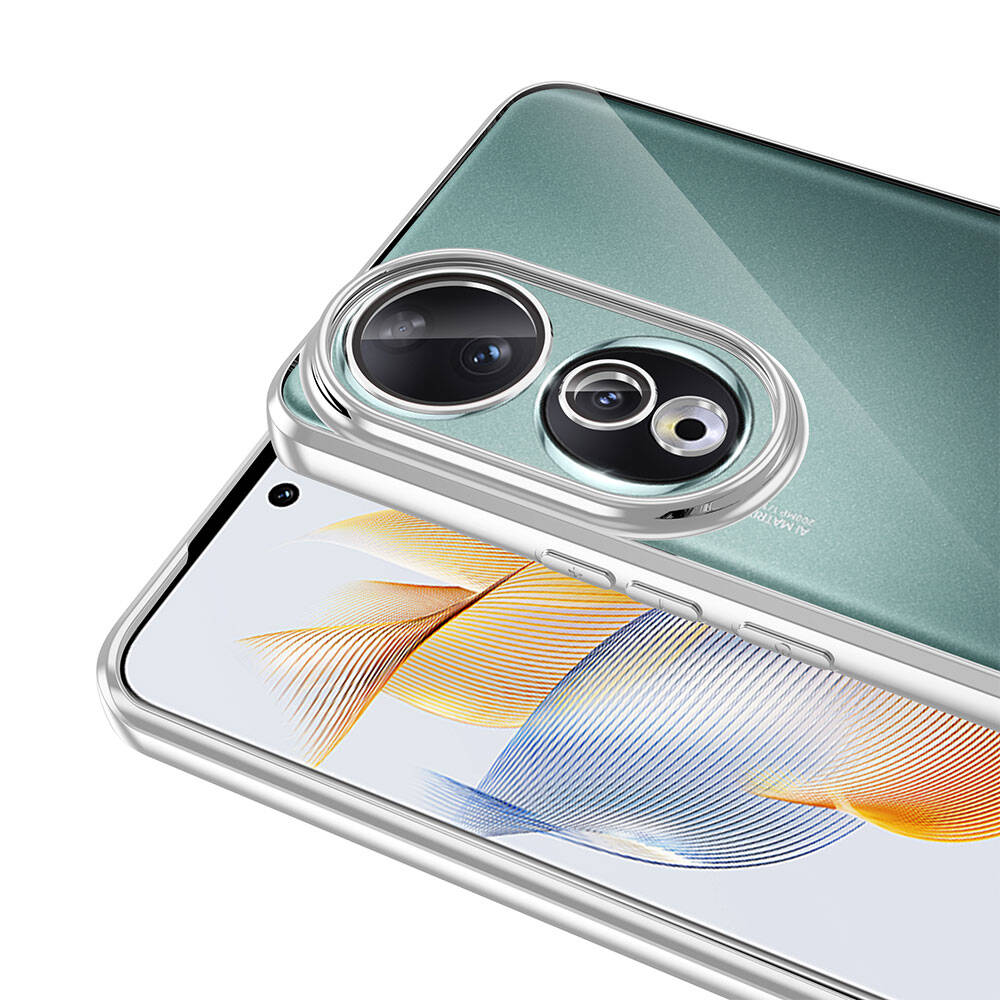 Honor 90 Kılıf Kamera Korumalı Logo Gösteren Zore Omega Kapak Sierra Mavi