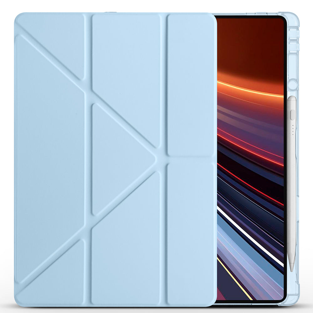 Honor MagicPad 2 Kılıf Zore Tri Folding Kalem Bölmeli Standlı Kılıf Lacivert