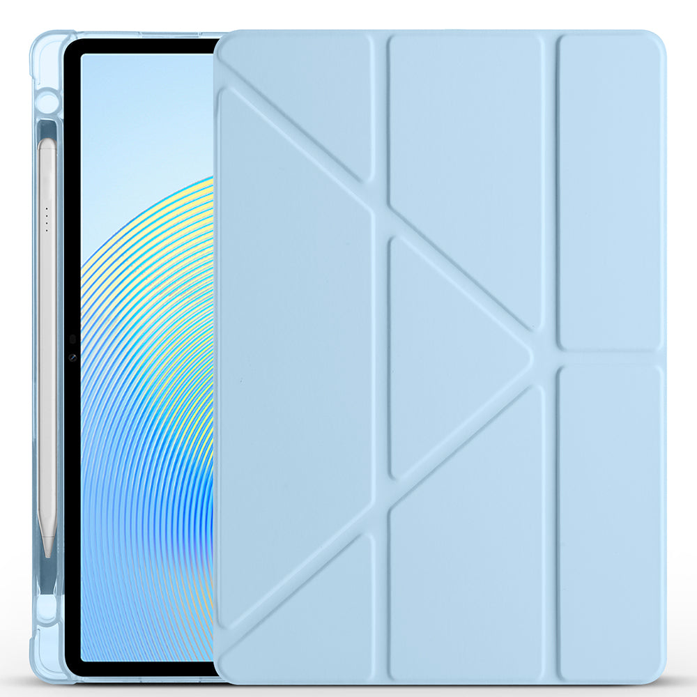 Honor Pad X8A Kılıf Zore Tri Folding Kalem Bölmeli Standlı Kılıf Mavi