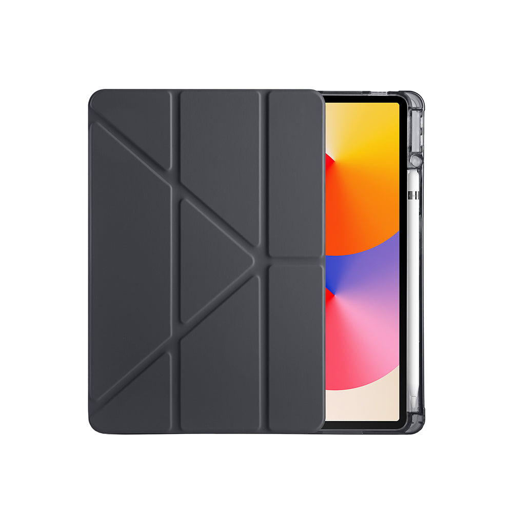 Huawei Matepad SE 11 Kılıf Zore Tri Folding Kalem Bölmeli Standlı Kılıf Gri