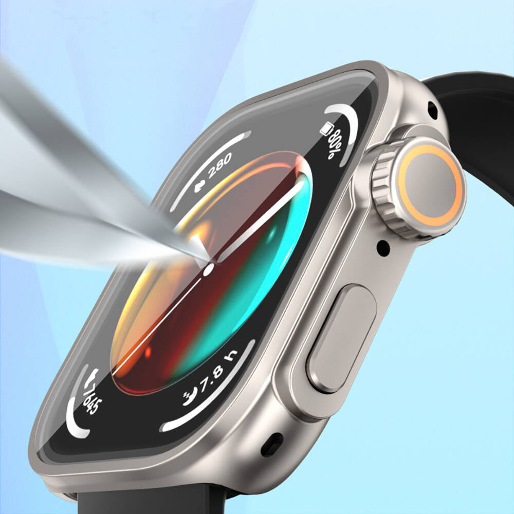 Huawei Watch Fit 3 to Apple Watch Ultra 49mm Kasa Dönüştürücü ve Ekran Koruyucu Zore Watch Gard 33 Gümüş