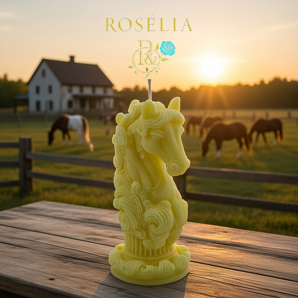 Işığın ve Özgürlüğün Buluştuğu At Figürü Dekoratif Mum | Rosélia