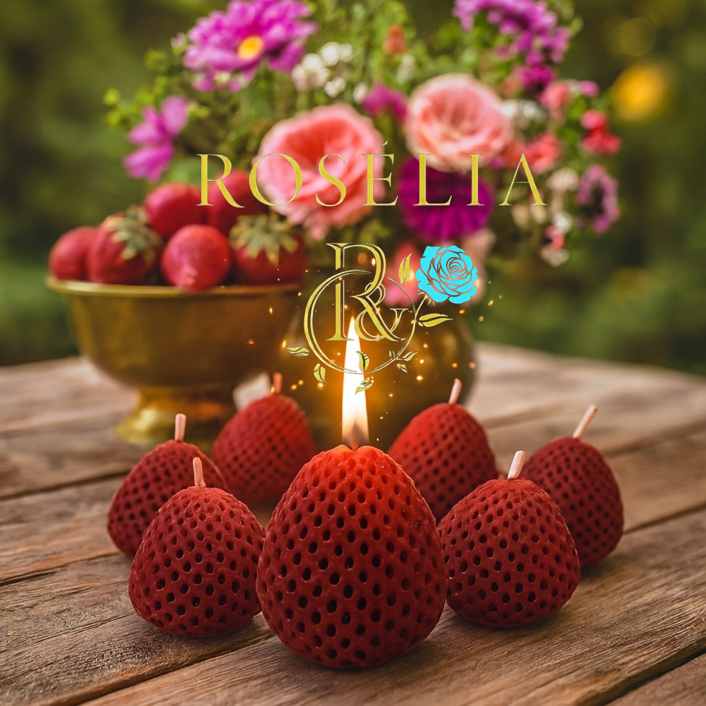 9'lu Çilek Gurme Serisi Dekoratif Mum | Rosélia