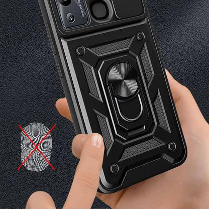 İnfinix Hot 20i Kılıf Magnetik Standlı Kamera Korumalı Zore Sürgülü Vega Kapak Siyah