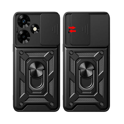İnfinix Hot 30 Kılıf Magnetik Standlı Kamera Korumalı Zore Sürgülü Vega Kapak Siyah