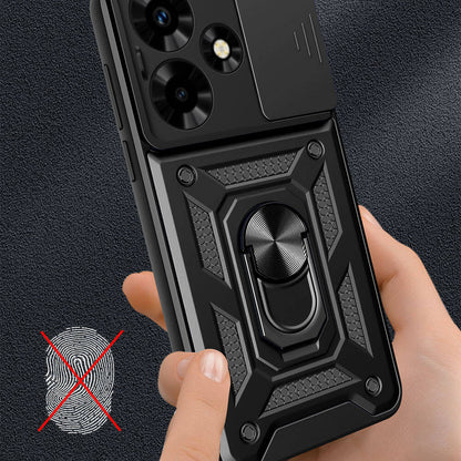 İnfinix Hot 30 Kılıf Magnetik Standlı Kamera Korumalı Zore Sürgülü Vega Kapak Siyah