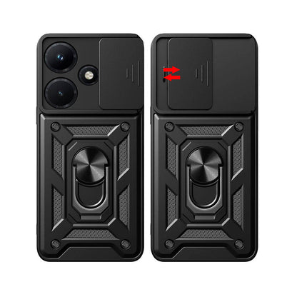 İnfinix Hot 30i Kılıf Magnetik Standlı Kamera Korumalı Zore Sürgülü Vega Kapak Siyah