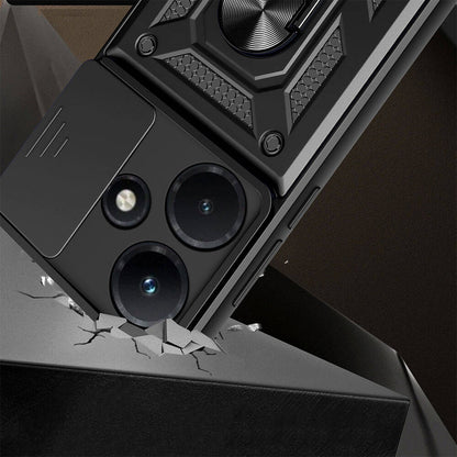 İnfinix Hot 30i Kılıf Magnetik Standlı Kamera Korumalı Zore Sürgülü Vega Kapak Mavi