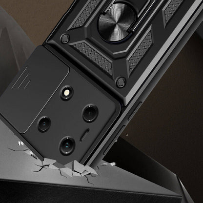 İnfinix Note 30 4G Kılıf Magnetik Standlı Kamera Korumalı Zore Sürgülü Vega Kapak Mavi