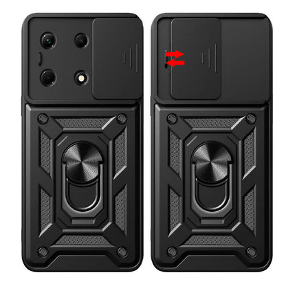 İnfinix Note 30 4G Kılıf Magnetik Standlı Kamera Korumalı Zore Sürgülü Vega Kapak Siyah