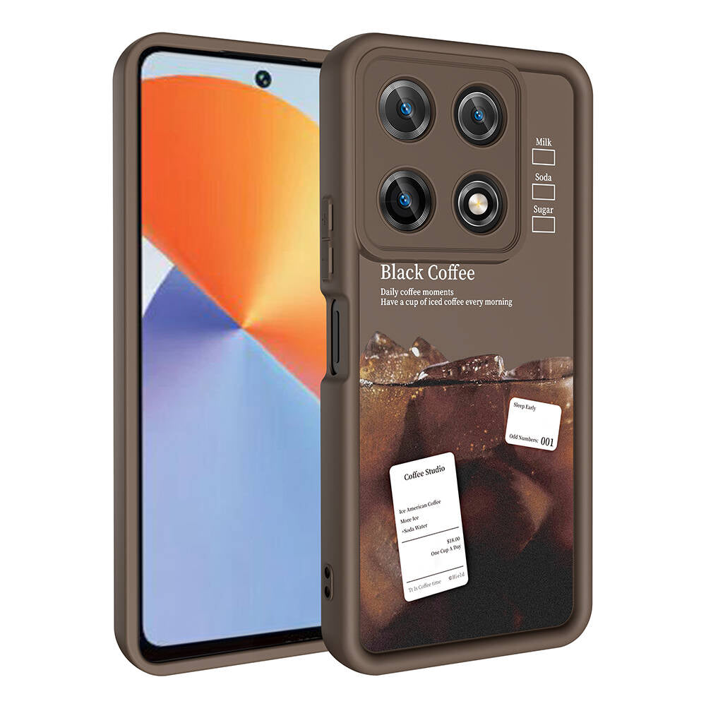 İnfinix Note 30 Pro Kılıf Kamera Korumalı Baskılı Arka Yüzey Zore Klas Kapak Açık Kahve