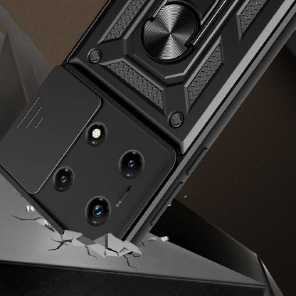 İnfinix Note 30 Pro Kılıf Magnetik Standlı Kamera Korumalı Zore Sürgülü Vega Kapak Siyah