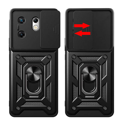 İnfinix Zero 30 4G Kılıf Magnetik Standlı Kamera Korumalı Zore Sürgülü Vega Kapak Siyah