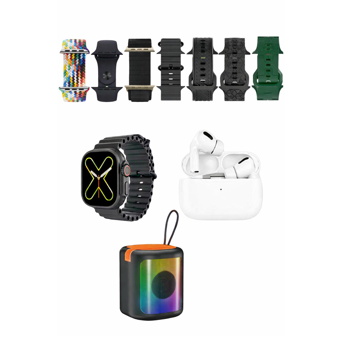 Karler Bass K28 Kombo 7 Adet Kordon Akıllı Saat Airpods Kulaklık Kablosuz Hoparlör Set