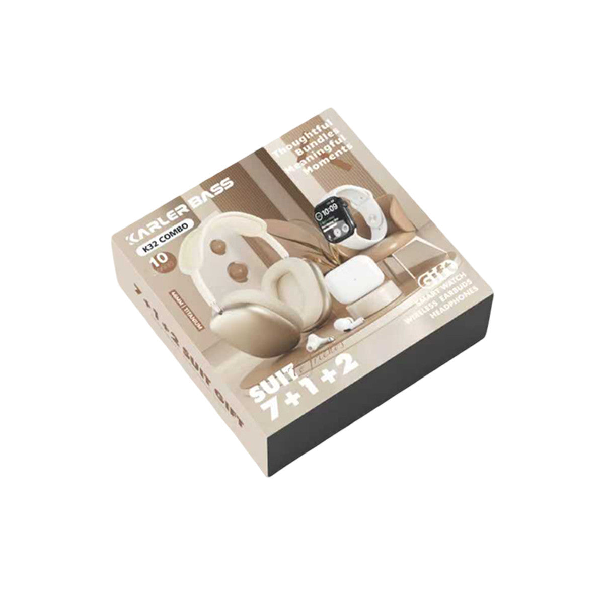 Karler Bass K32 Kombo 7 Adet Kordon Akıllı Saat Airpods Kulaklık Kafa Üstü Kablosuz Kulaklık Set