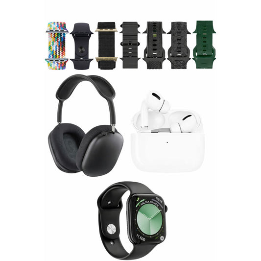 Karler Bass K32 Kombo 7 Adet Kordon Akıllı Saat Airpods Kulaklık Kafa Üstü Kablosuz Kulaklık Set