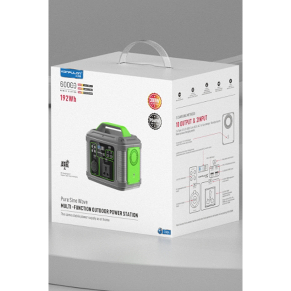 Konfulon CN04 Powerbank 300W 60.000 mAh 5W Led Işıklı Kamp Şarj PD 60W - Gri