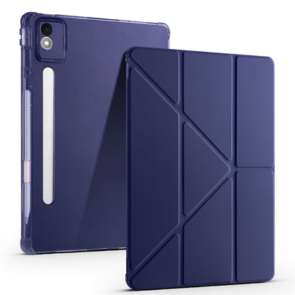 Lenovo Idea Tab Pro 12.7 TB-373FU Kılıf Zore Tri Folding Kalem Bölmeli Standlı Kılıf Lacivert