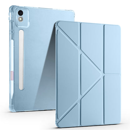 Lenovo Idea Tab Pro 12.7 TB-373FU Kılıf Zore Tri Folding Kalem Bölmeli Standlı Kılıf Mavi