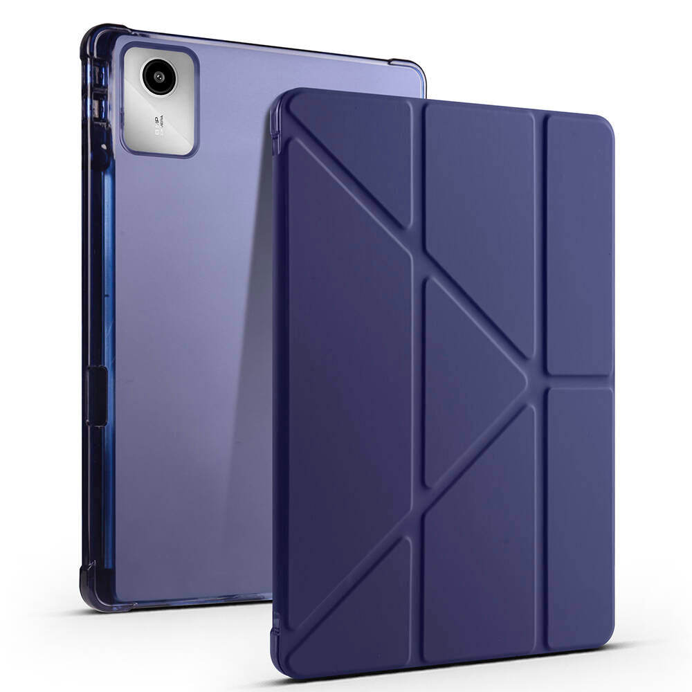 Lenovo M11 TB-330FU Kılıf Zore Tri Folding Kalem Bölmeli Standlı Kılıf Siyah